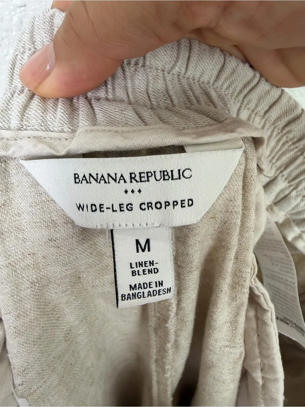 BANANA REPUBLIC Linen Blend High Rise Wide Leg Cropped Pant in Flax size Medium